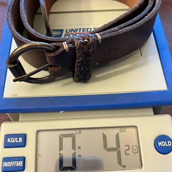 Frye Dark Brown Leather Belt D Ring Brass Buckle Rodeo Belt Size Small 28-34 - Picture 12 of 12